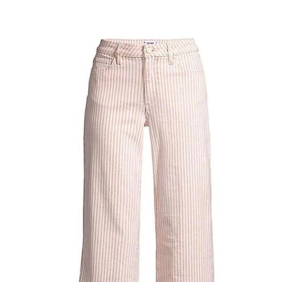 PAIGE Women’s Size 32 Cropped Nellie Jeans In Blossom Pink Stripe - Picture 4 of 14